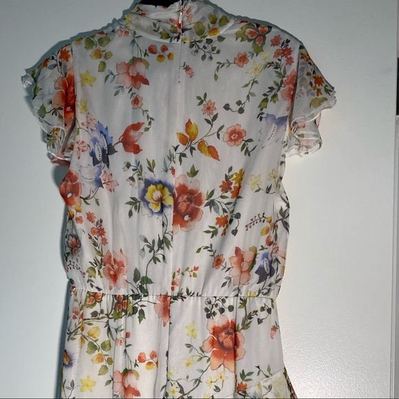 Alice + Olivia Lessie Tie Neck Short Ruffle Dress - Picture 6 of 7